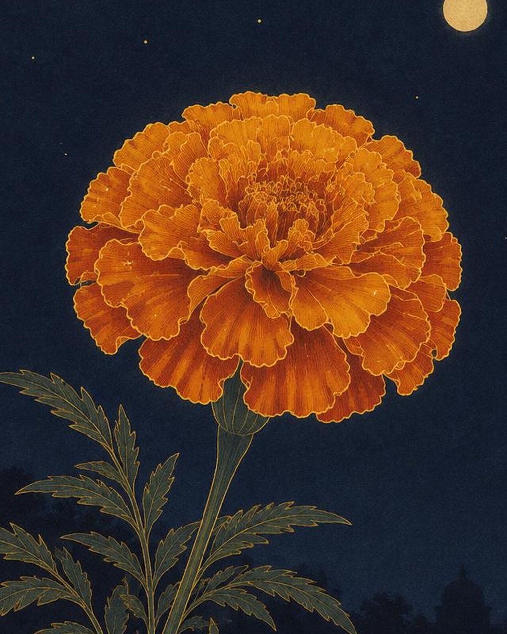 Close-up of the Midnight Bloom artwork showing its colour and texture